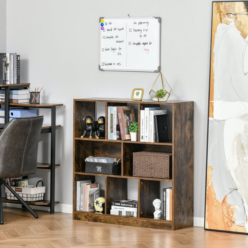 Storage Shelf 3-Tier Bookcase Display Rack Home Organizer for Home Office, Living Room, Playroom, Rustic Brown Office