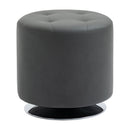 360 Swivel Foot Stool Round PU Ottoman with Thick Sponge Padding and Solid Steel Base, Grey &