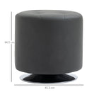 360 Swivel Foot Stool Round PU Ottoman with Thick Sponge Padding and Solid Steel Base, Grey &