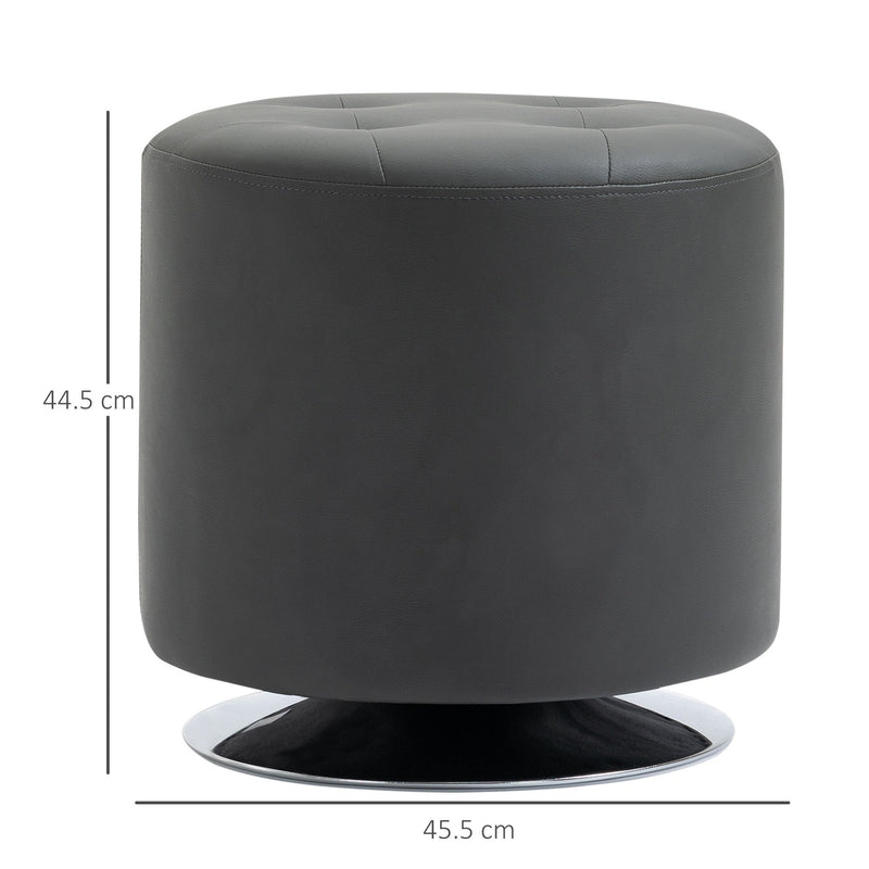 360 Swivel Foot Stool Round PU Ottoman with Thick Sponge Padding and S