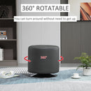 360 Swivel Foot Stool Round PU Ottoman with Thick Sponge Padding and Solid Steel Base, Grey &