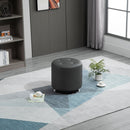 360 Swivel Foot Stool Round PU Ottoman with Thick Sponge Padding and Solid Steel Base, Grey &