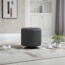 360 Swivel Foot Stool Round PU Ottoman with Thick Sponge Padding and Solid Steel Base, Grey &