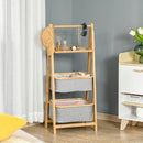 Bamboo Foldable Ladder Storage Shelf 3-Tier Organizer Shelves