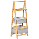 Bamboo Foldable Ladder Storage Shelf 3-Tier Organizer Shelves