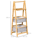 Bamboo Foldable Ladder Storage Shelf 3-Tier Organizer Shelves