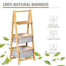 Bamboo Foldable Ladder Storage Shelf 3-Tier Organizer Shelves