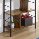 Industrial Storage Shelf Bookcase Closet Floor Standing Display Rack with 5 Tiers, Metal Frame for Living Room & Study, Rustic Brown