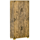 Farmhouse Style Tall Cupboard 4-Door Cabinet with Storage Shelves for Bedroom & Living Room, Rustic Wood Effect Room