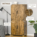 Farmhouse Style Tall Cupboard 4-Door Cabinet with Storage Shelves for Bedroom & Living Room, Rustic Wood Effect Room