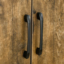 Farmhouse Style Tall Cupboard 4-Door Cabinet with Storage Shelves for Bedroom & Living Room, Rustic Wood Effect Room