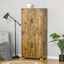 Farmhouse Style Tall Cupboard 4-Door Cabinet with Storage Shelves for Bedroom & Living Room, Rustic Wood Effect Room