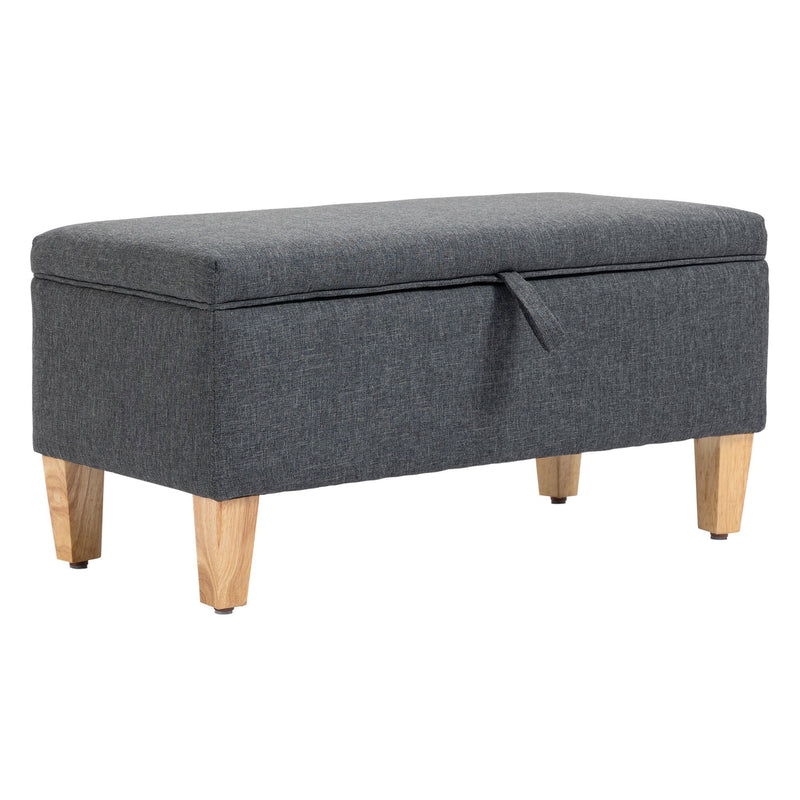 Linen Storage Ottoman Padded Footstool with Rubberwood Legs Ideal for Toy Box, Bed End, Shoe Bench, Seating Box Chest