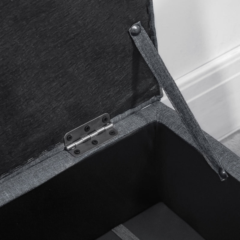 Linen Storage Ottoman Padded Footstool with Rubberwood Legs Ideal for Toy Box, Bed End, Shoe Bench, Seating Box Chest