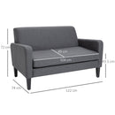 Modern Two Seater Loveseat Upholstery Fabric Double Sofa Compact Design Wooden Frame for Small Space, Living Room & Hallway, Charcoal Grey Room