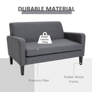 Modern Two Seater Loveseat Upholstery Fabric Double Sofa Compact Design Wooden Frame for Small Space, Living Room & Hallway, Charcoal Grey Room