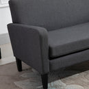 Modern Two Seater Loveseat Upholstery Fabric Double Sofa Compact Design Wooden Frame for Small Space, Living Room & Hallway, Charcoal Grey Room
