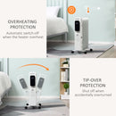 HOMCOM 2720W Oil Filled Radiator, 11 Fin Portable Electric Heater with LED Display, 24H Timer, 3 Heat Settings, Adjustable Thermostat, Safety Cut off, Remote Control, White