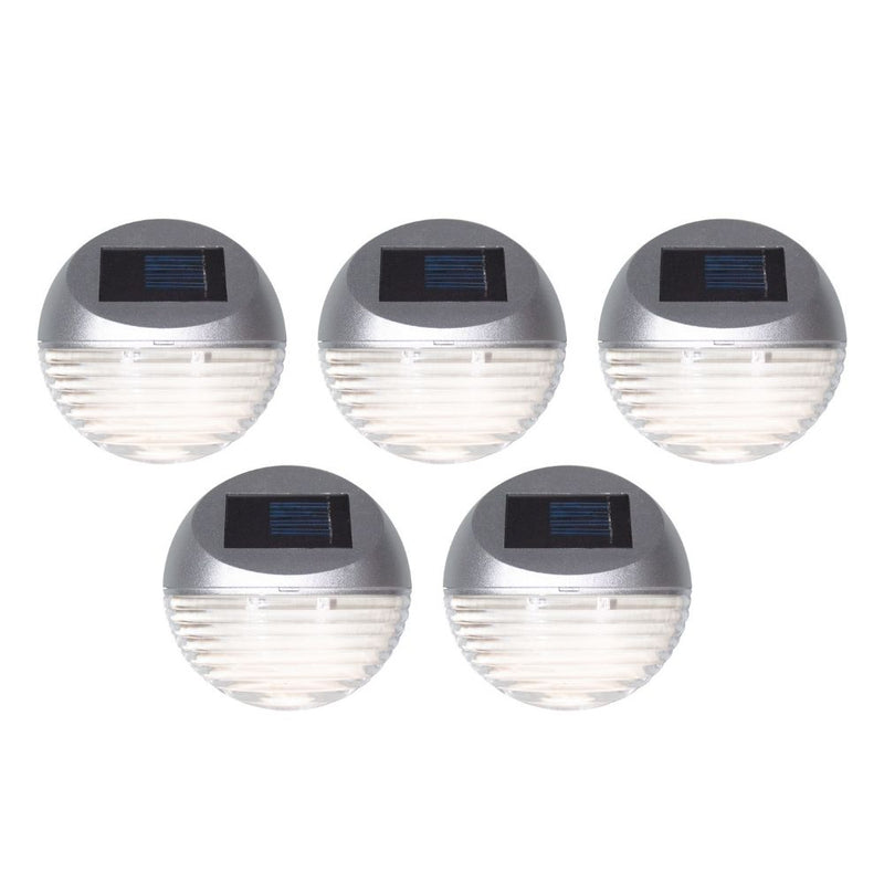 GardenKraft Solar Fence Lights Pack of 5 - Silver