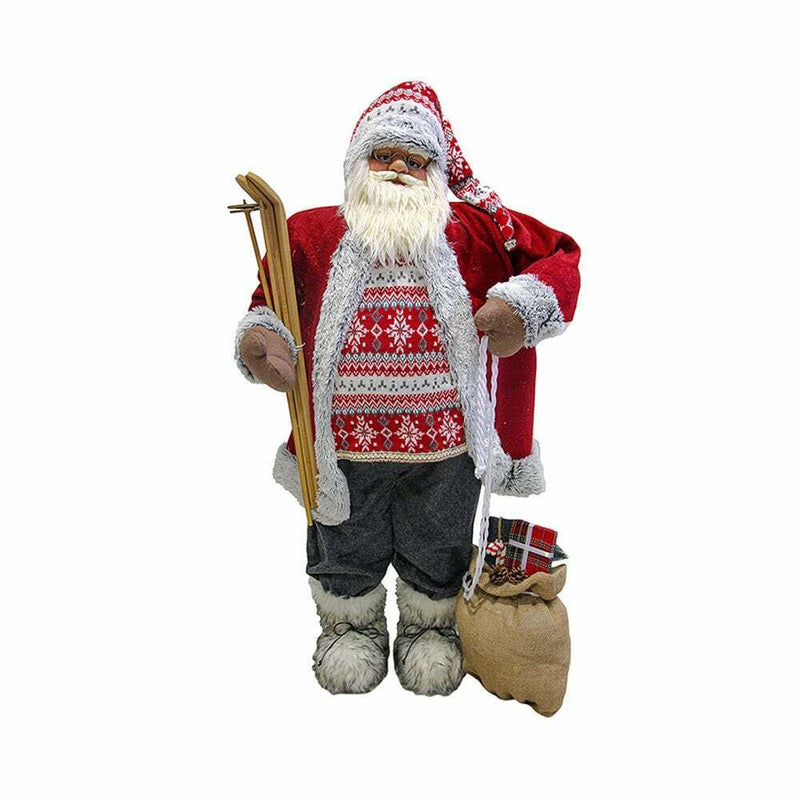 Christmas Sparkle Santa Standing Small 45cm in Red and Grey