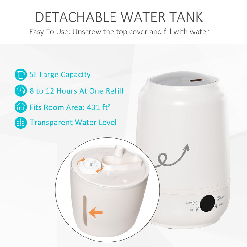 HOMCOM De Humidifier 5L - White