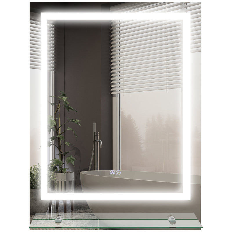 kleankin Dimmable Bathroom Mirror with LED Lights, 3 Colours, Defogging Film
