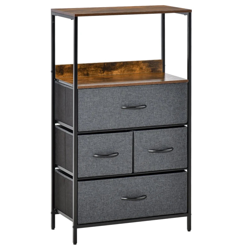 HOMCOM Fabric Chest of Drawers Storage Unit 58x29x103cm - Black