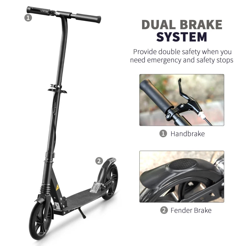HOMCOM Folding Kick Scooter with Brakes - Black