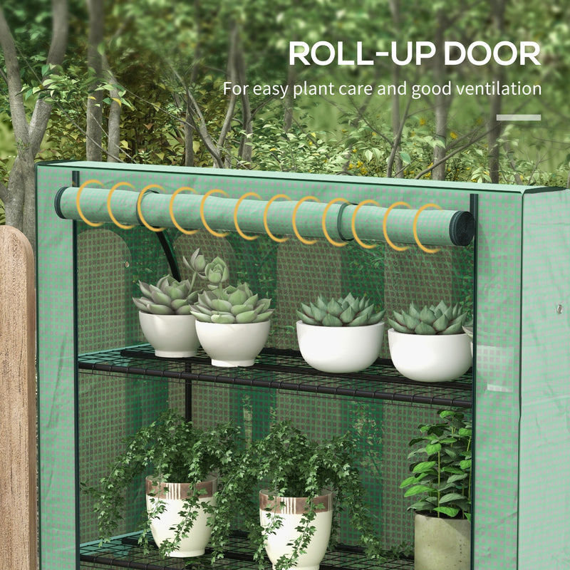 Outsunny Mini Green House with 4 Tier Shelves, 170H x 120W x 50Dcm, Green