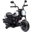 HOMCOM 6V Electric Motorbike with Training Wheels, One-Button Start - White
