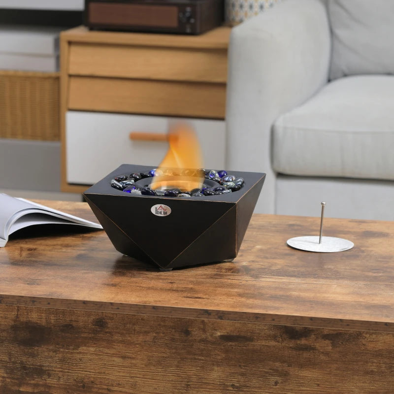 HOMCOM Portable Tabletop Bioethanol Fireplace - Black