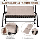Outsunny Steel Frame 3-Seater Outdoor Garden Swing Chair w/ Canopy Beige