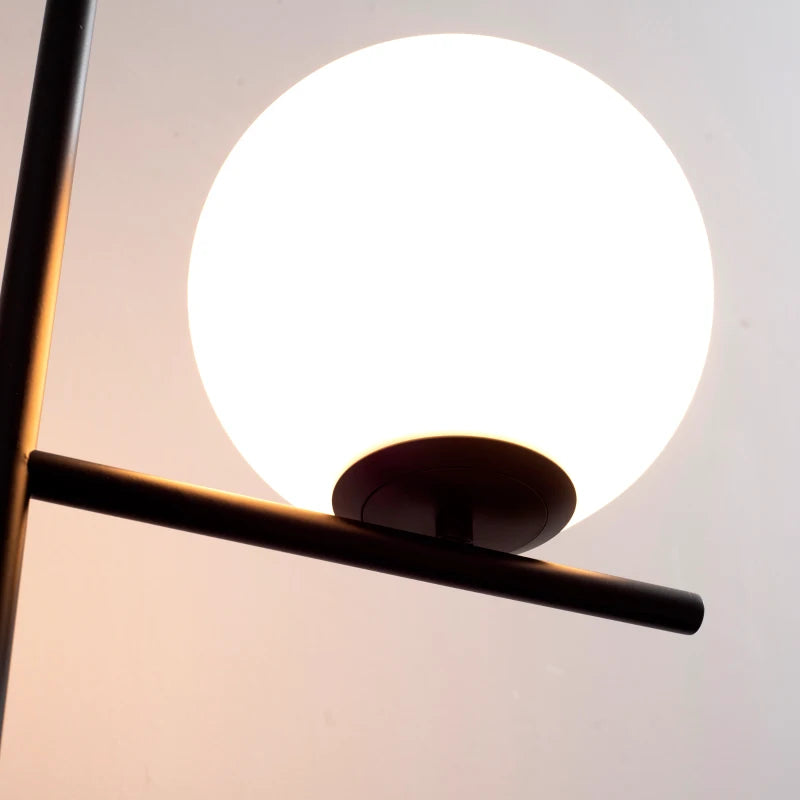 HOMCOM Modern Metal Floor Lamp with Sphere Light 159cm - Black