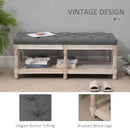 HOMCOM Vintage Shoe Benches with Top Cushion 115x40x48cm - Grey