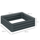 Outsunny Set of 2 Raised Garden Bed Galvanised Planter Box Easy Setup Dark Grey