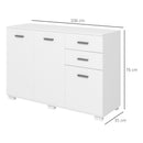 HOMCOM Modern Sideboard Kitchen Storage Cabinet with 2 Drawers and Shelves