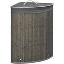 HOMCOM 55L Bamboo Corner Laundry Hamper Bamboo Laundry Basket 38x38x57cm Grey