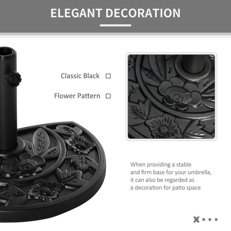 Outsunny Black Flower Design Umbrella Base