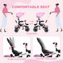 HOMCOM Baby Tricycle 7in1 Stroller with Handle - Pink