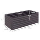 Outsunny Galvanised Steel Outdoor Raised Bed w/ Reinforced Rods, Dark Grey