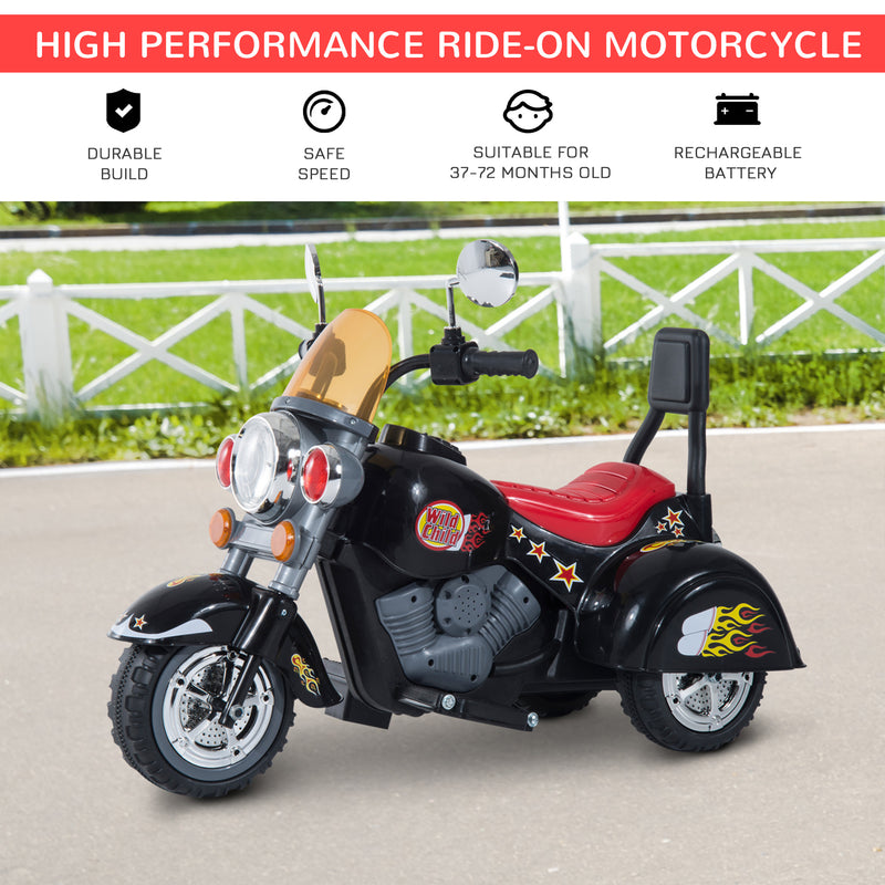 HOMCOM Kids Electric Ride On Motorbike Chopper Black 6V