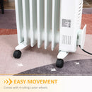 HOMCOM 1630W White Oil Filled Radiator, 7 Fin Portable Heater W/ Timer Remote Control