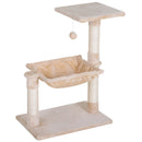 PawHut Cat Activity Tree Kitten Play Tower Palace Two-Tier Scratching Beige