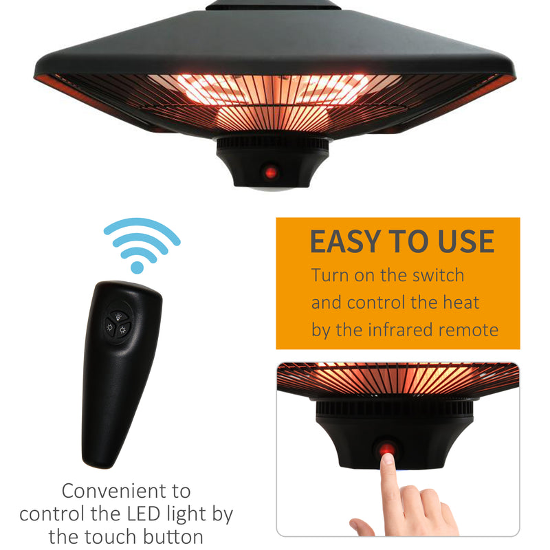 Outsunny Hanging Halogen Heater 2000W Black