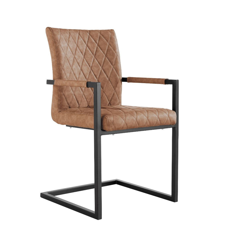 Pair of Darwen Diamond Stitch Carver Chair - Tan