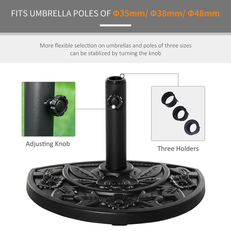 Outsunny Black Flower Design Umbrella Base