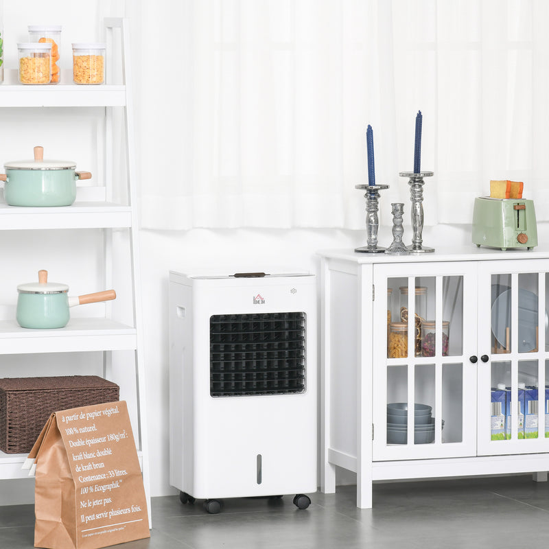 Portable Air Cooler Evaporative Cooler Humidifier with Ice Crystal Box Remote Controller 7.5 Hour Timer 3 Mode 3 Speed Swing and Ice Cooling Function for Bedroom Dorm Office White 9 Settings Fan