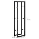 150cm Tall Metal Firewood Log Holder Rack Double Tier w/ Balanced Base Side Rails Indoor Outdoor Traditional Fireplace Log Storage Cradle 150x40cm