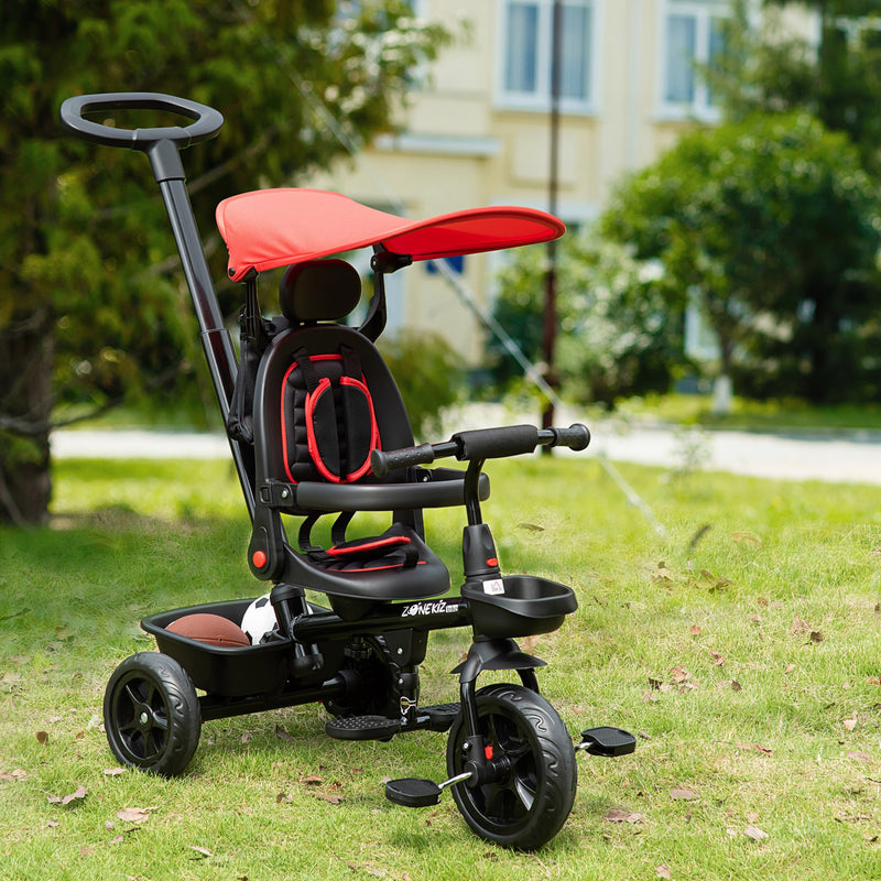 HOMCOM Baby Tricycle 4in1 Stroller with Handle - Red