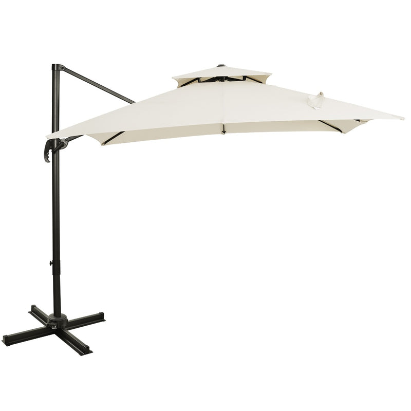 Outsunny Patio Offset Umbrella Cream